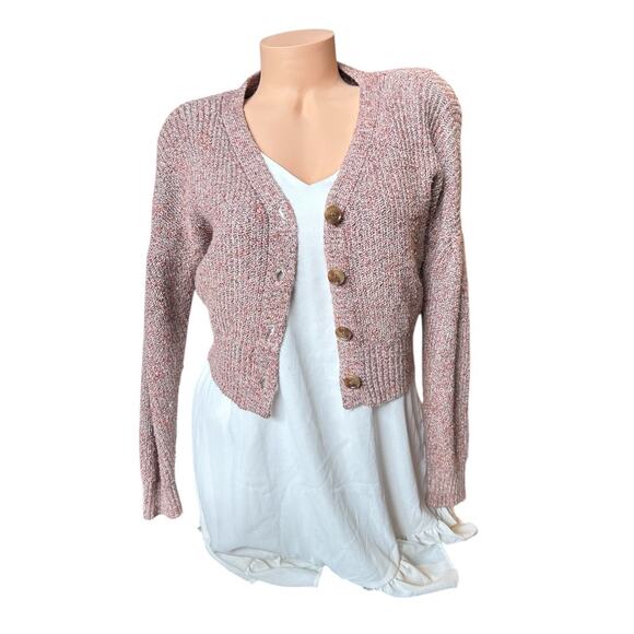 Women’s extra small Pink Marble Button Cardigan - Picture 2 of 4